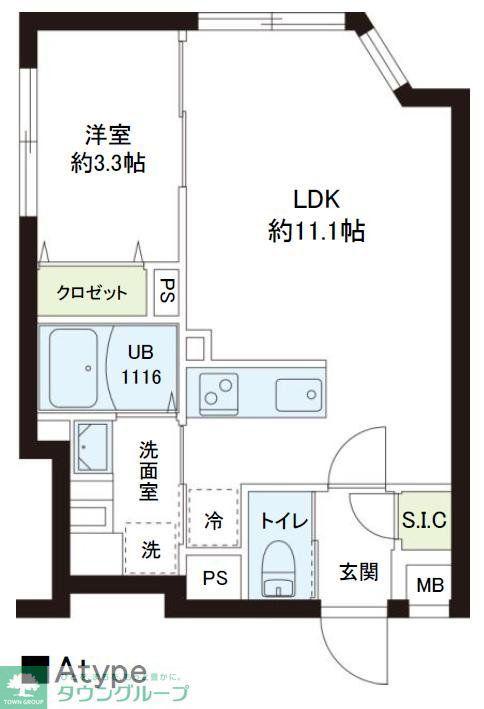 レピュア小石川レジデンス(1LDK/1階)の間取り写真