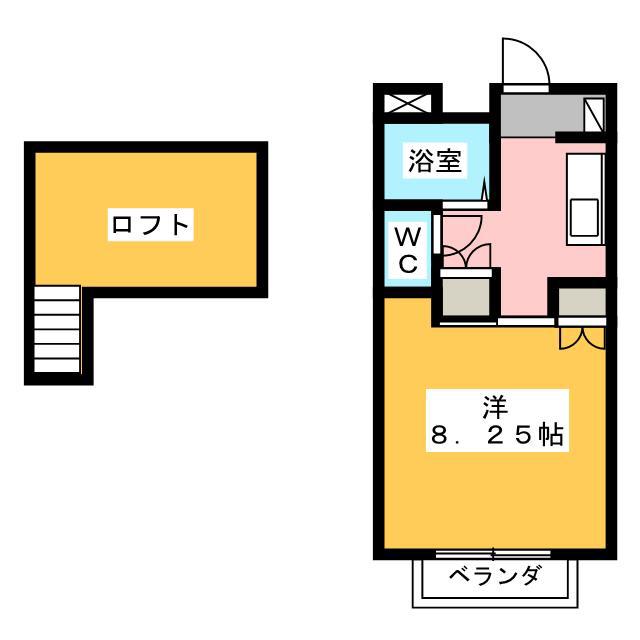 アルカンシェール(1K/1階)の間取り写真