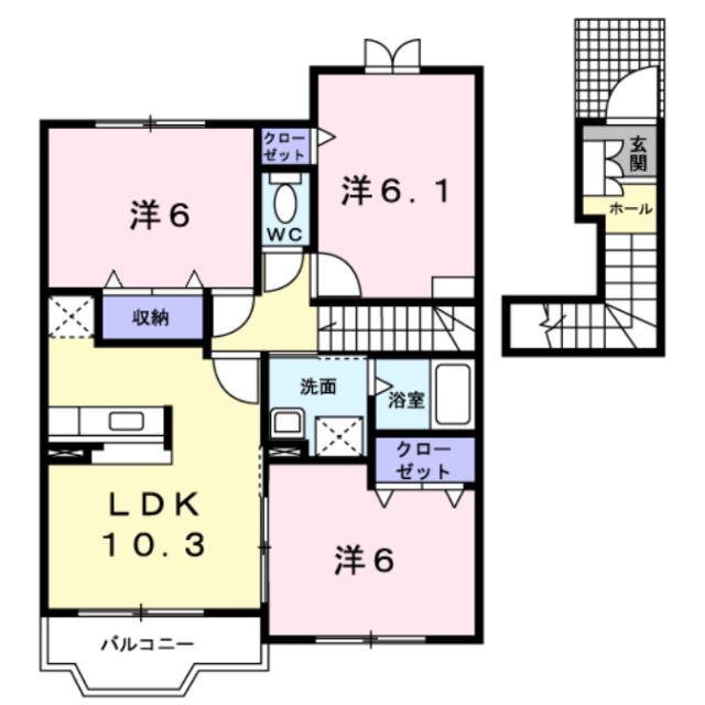 グレイスフルフィールドV(3LDK/2階)の間取り写真