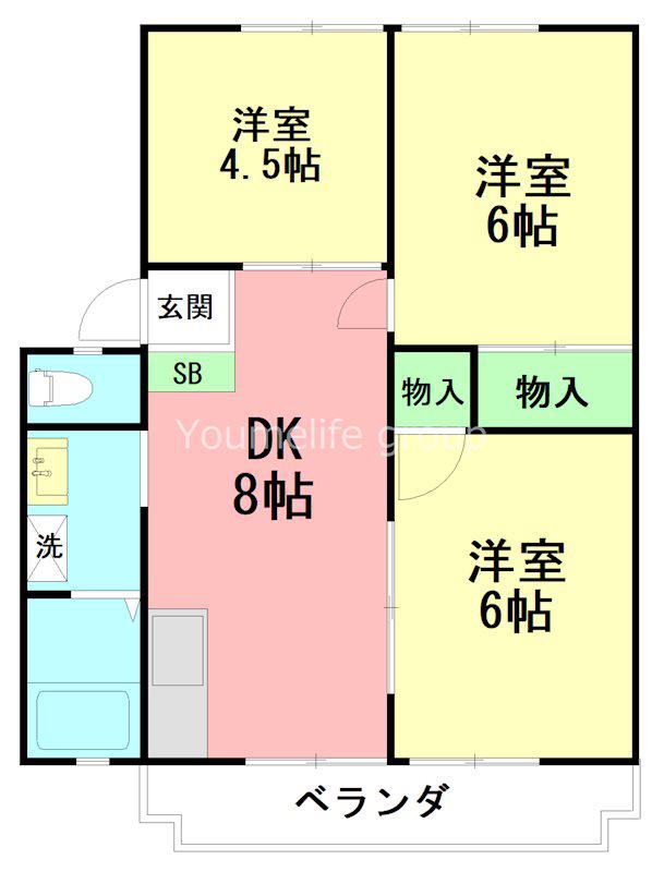 コーポはまゆうI(3DK/2階)の間取り写真