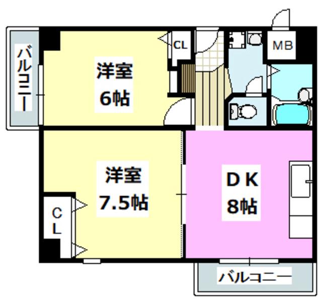 アライブ21(2DK/3階)の間取り写真
