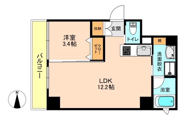 フルハウス(1LDK/2階)の間取り写真