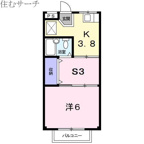 ジャングルジムイトウ(1SK/2階)の間取り写真