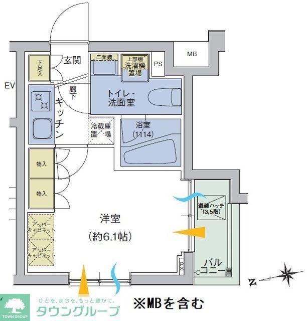 アジールコート品川中延(1K/5階)の間取り写真