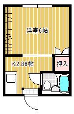 エクセルハウス(ワンルーム/2階)の間取り写真