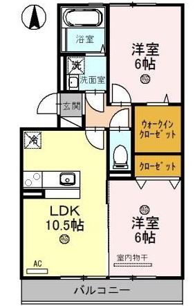 グレース中谷(2LDK/3階)の間取り写真