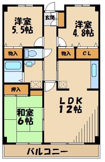 ルテシア新狭山(2SLDK/3階)の間取り写真