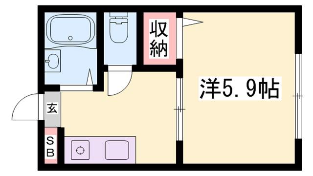 カンパーニュ森本2(1K/2階)の間取り写真
