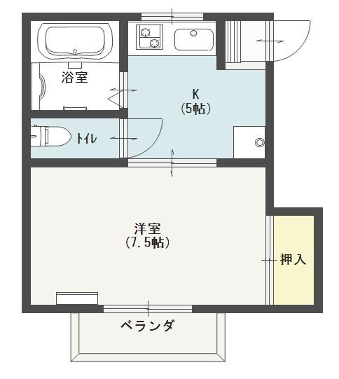 メゾン白鳥(1K/2階)の間取り写真