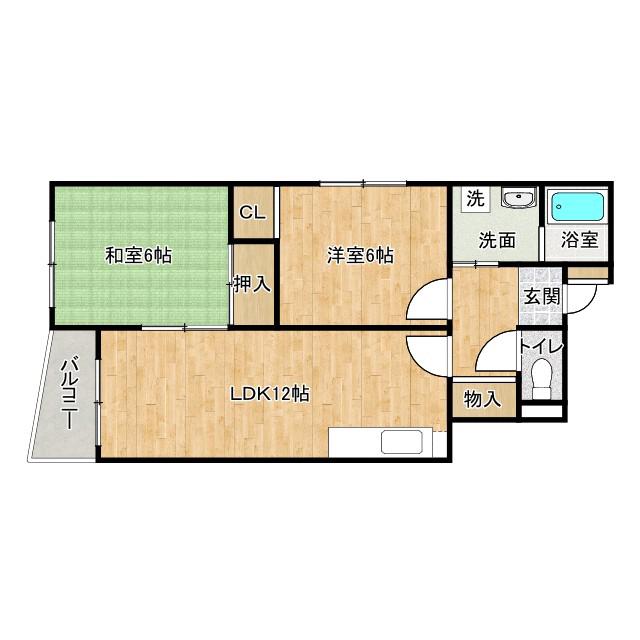 ボナールN(2LDK/4階)の間取り写真