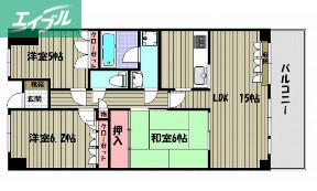サーパスシティ大供(3LDK/9階)の間取り写真