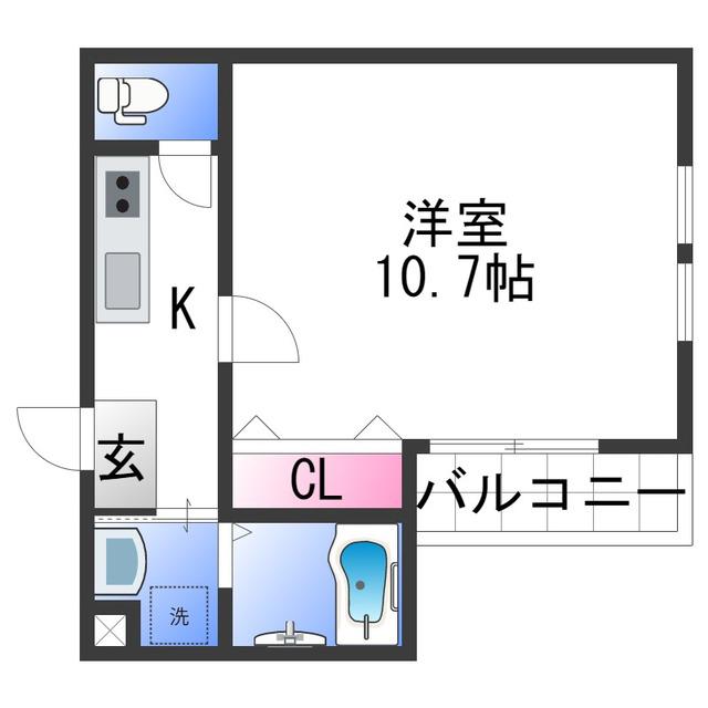 フジパレス中之島サウス(1K/3階)の間取り写真