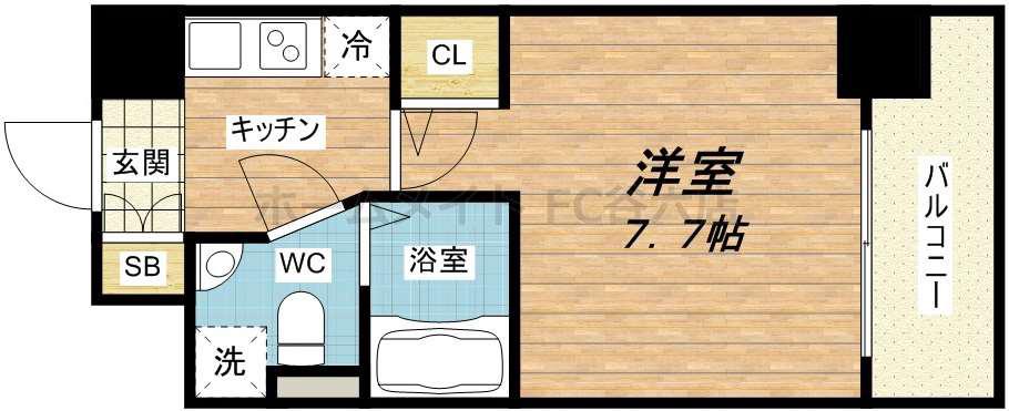SERENITE本町エコート(1K/13階)の間取り写真