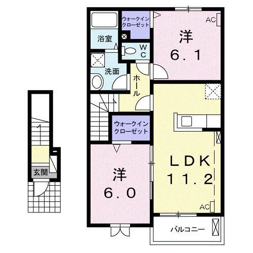 ヴィラクレール(2LDK/2階)の間取り写真