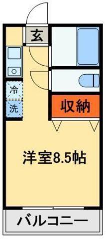 ルピナス船橋(ワンルーム/7階)の間取り写真