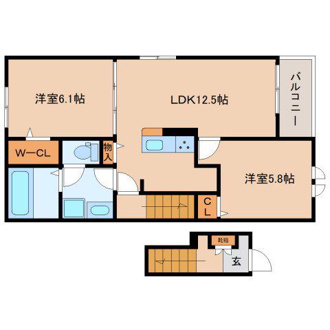 エスタシオンコート(2LDK/2階)の間取り写真