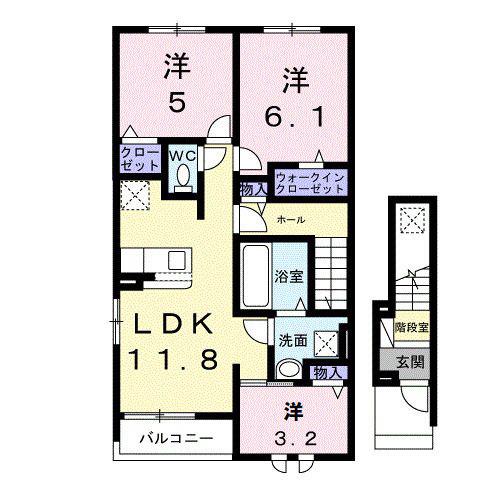 ユウスゲ(3LDK/2階)の間取り写真