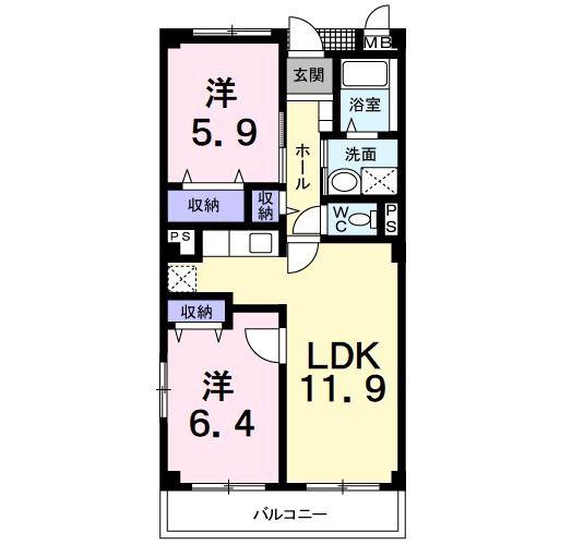 ORIONKOFU(2LDK/3階)の間取り写真