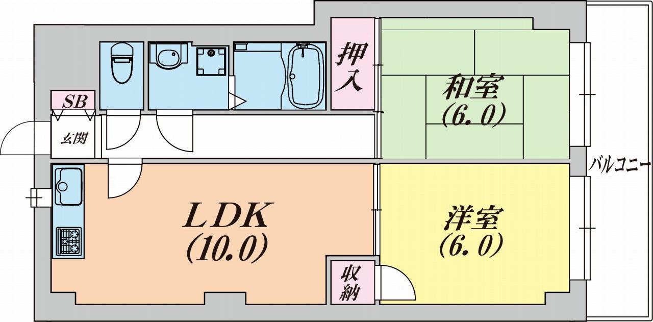 グランディアミアモーレ鈴蘭台(2LDK/3階)の間取り写真