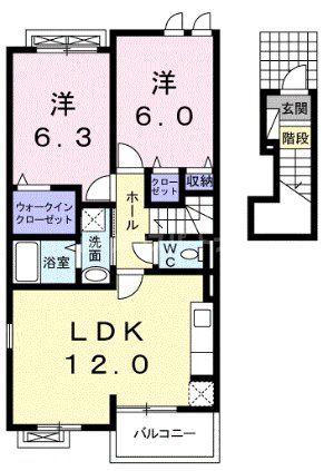 パークサイドレジデンス(2LDK/2階)の間取り写真