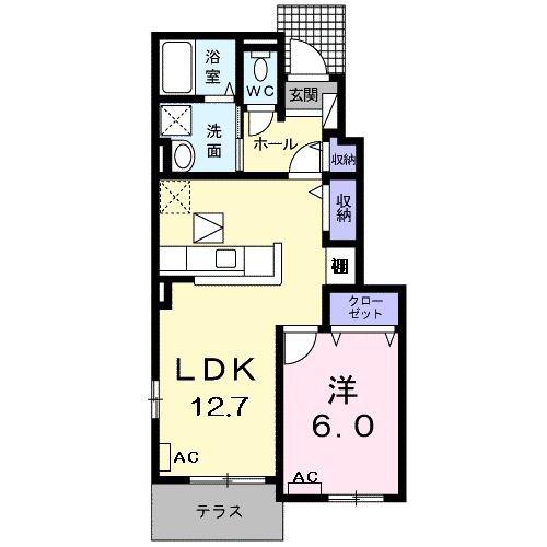 プチ・オワゾ(1LDK/1階)の間取り写真