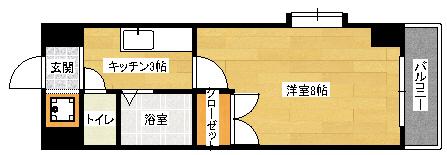 メルベーユ8番館(1K/4階)の間取り写真