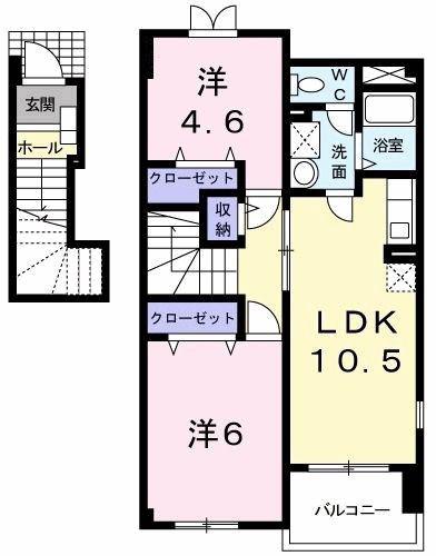 アルエット・シエル(2LDK/2階)の間取り写真