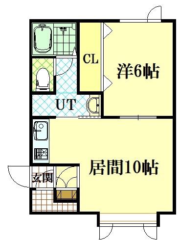 グロリアス21(1LDK/1階)の間取り写真