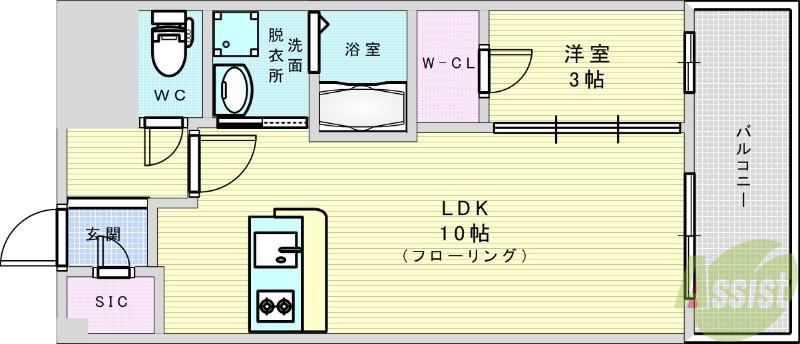 レジュールアッシュ塚本レジデンス(1LDK/9階)の間取り写真