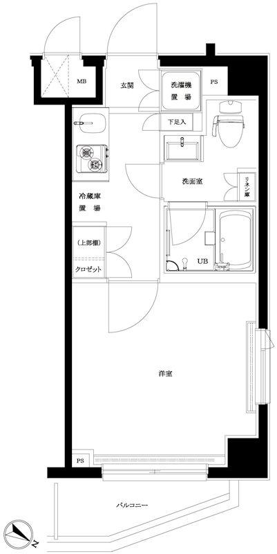 ルーブル旗の台弐番館(1K/4階)の間取り写真