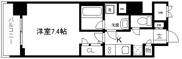 アスヴェル京都市役所前II(1K/8階)の間取り写真