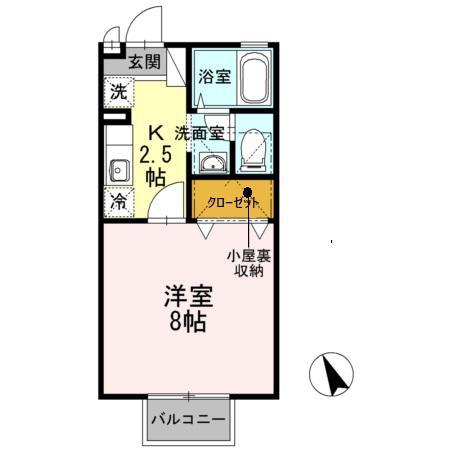 エクレール鎌倉(1K/2階)の間取り写真