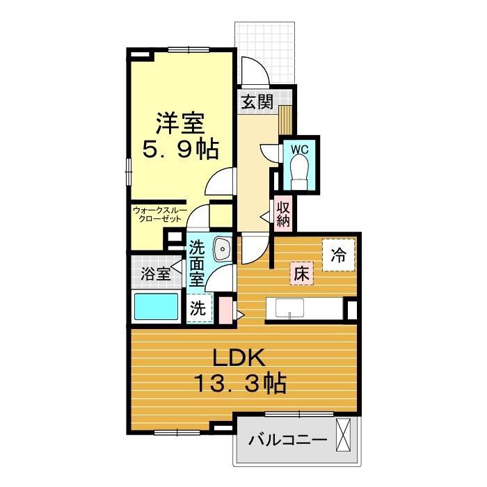 ハイマート ライツI(1LDK/1階)の間取り写真