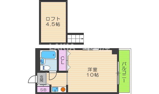 シェトワ北河堀(1SK/3階)の間取り写真