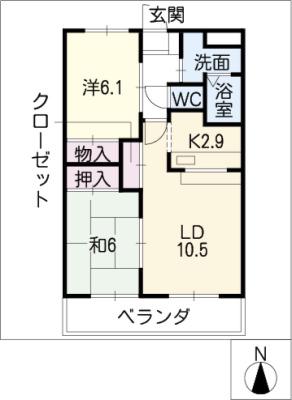 セレブ・パレス(2LDK/3階)の間取り写真