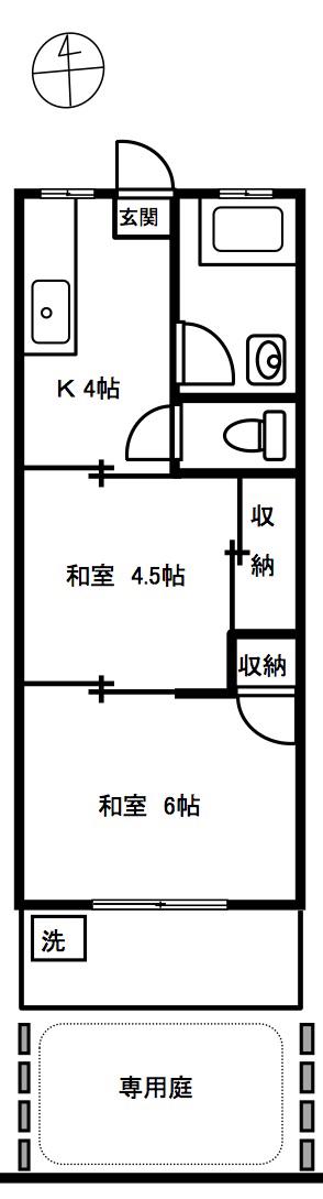 政泉ハイツ(2K/1階)の間取り写真