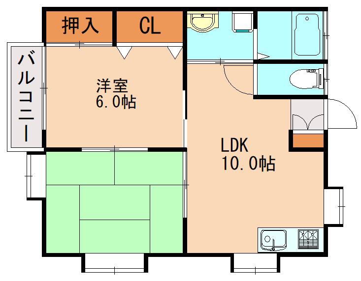 椿ハイツ(2LDK/1階)の間取り写真