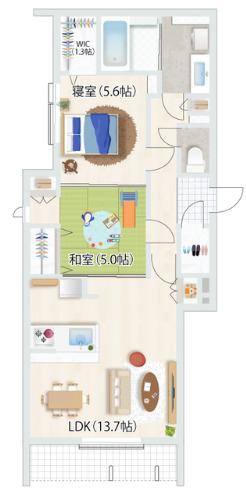 ウエスタンハイツ18(2LDK/1階)の間取り写真