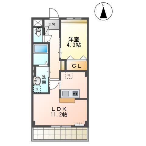 グレーシア水前寺(1LDK/2階)の間取り写真