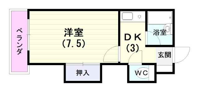 エクレウス(1DK/3階)の間取り写真