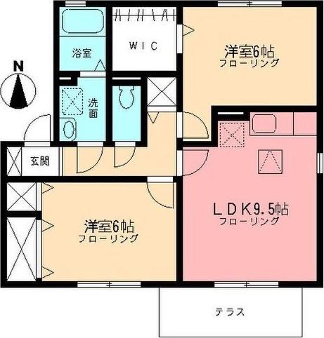 ルミエールSOGA(2LDK/1階)の間取り写真