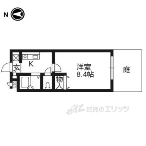 サンフローラ宝ヶ池(1K/1階)の間取り写真
