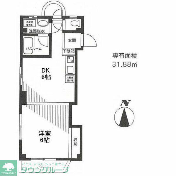 パインクレスト富士見(1DK/3階)の間取り写真