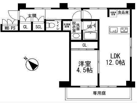 ASPRIME初台(1LDK/1階)の間取り写真