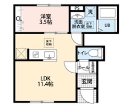 リーブルファイン川口東本郷(1LDK/1階)の間取り写真