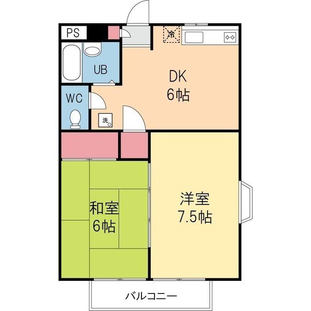 グリーンハイツ(2DK/3階)の間取り写真