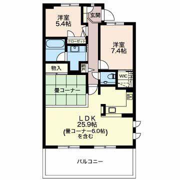 グリーンコート広沢(2LDK/1階)の間取り写真