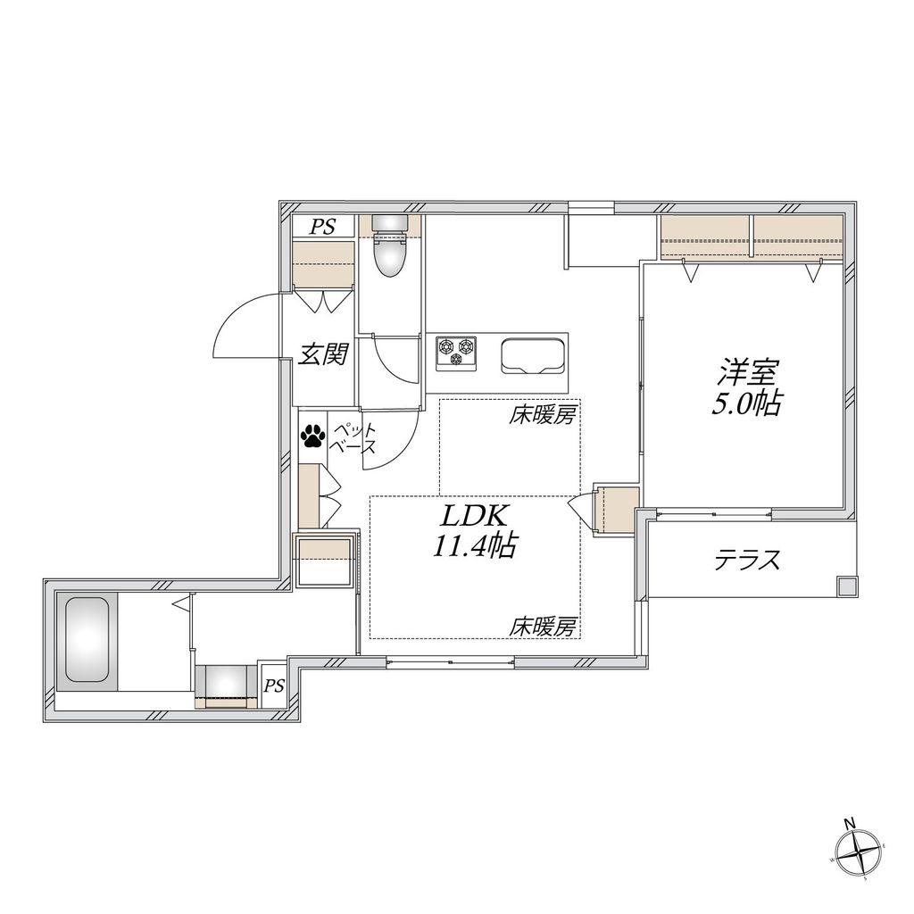 セリール鶴舞(1LDK/1階)の間取り写真