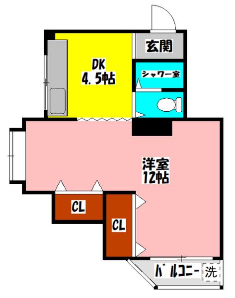 コムズスクエア本町B棟(1DK/3階)の間取り写真