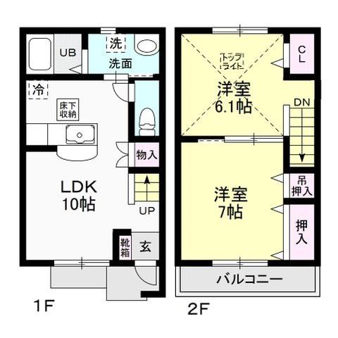 メゾネット 佐倉(2LDK/1階)の間取り写真